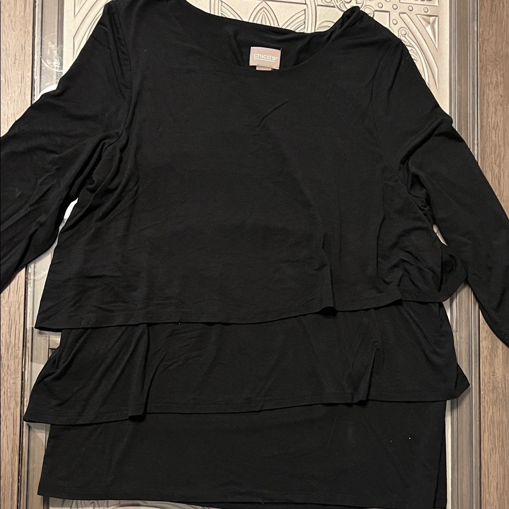 Chico's Elegant Black Long Sleeve Top